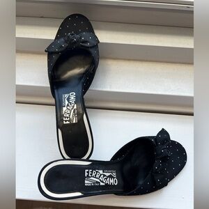 Salvatore Ferragamo Black Polka Dot Mules